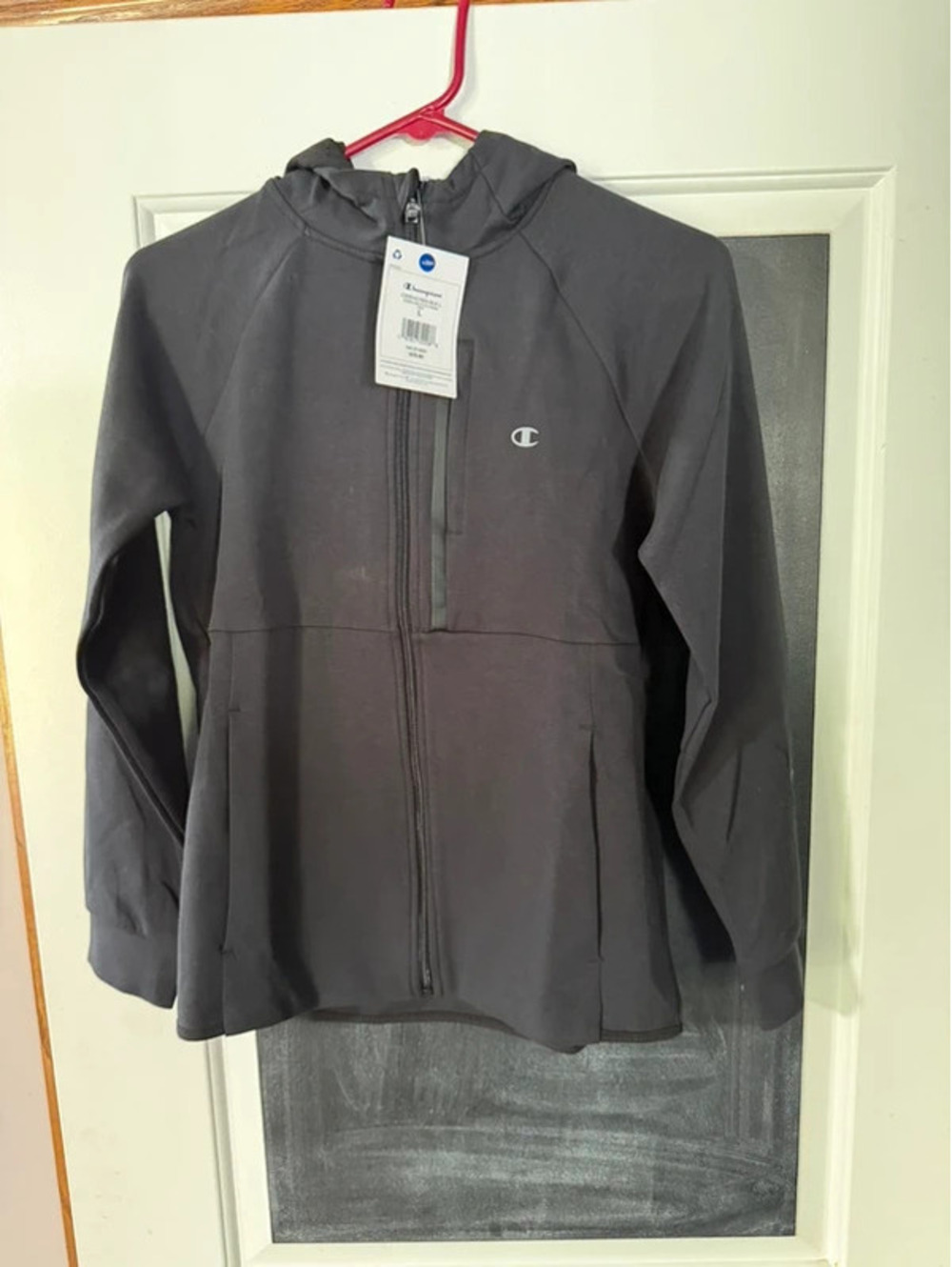 Champion Girls Black Full-Zip Hooded Athletic Jacket Size L 14/16 NWT
